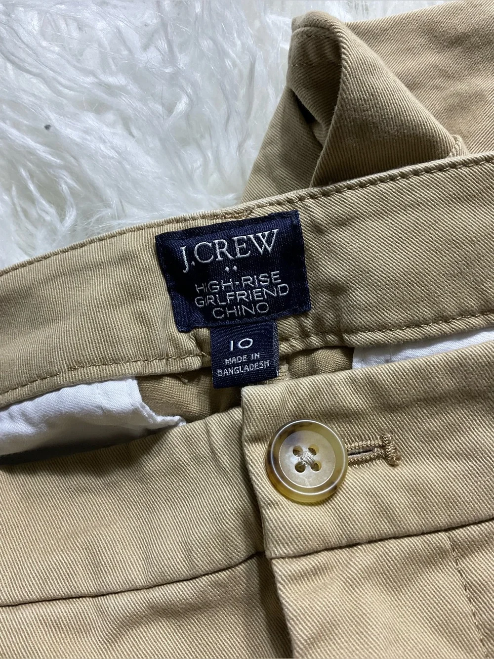 J Crew High-rise girlfriend chino pant in camel